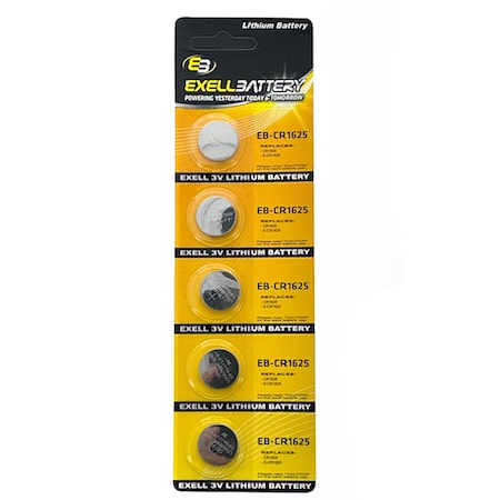 5pack Exell 3V Lithium Coin Cell Battery Replaces DL1625
